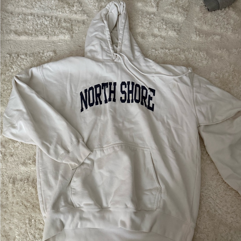 White Hoodie with North Shore Print Brandy Melville
